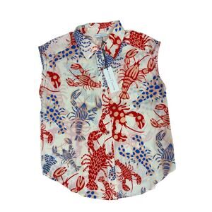 Maison d'Amélie NWT XS Lobster Print Tie Front Blouse